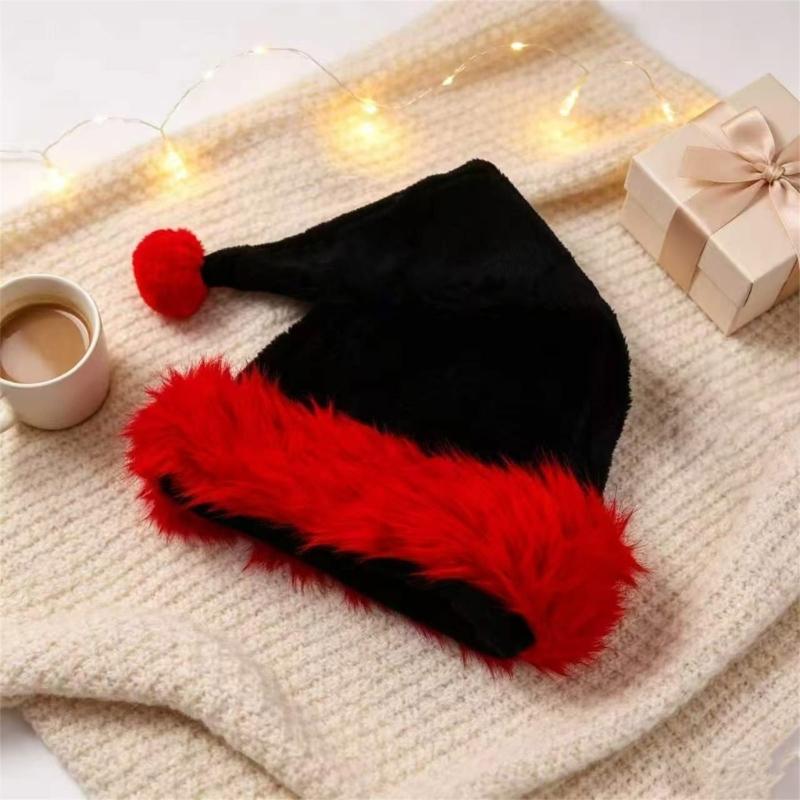 Long Tail Santa Hat Christmas Costume Cap with Trim Detail Ball Tip for Parties Photos Stage Wear Display Table Use