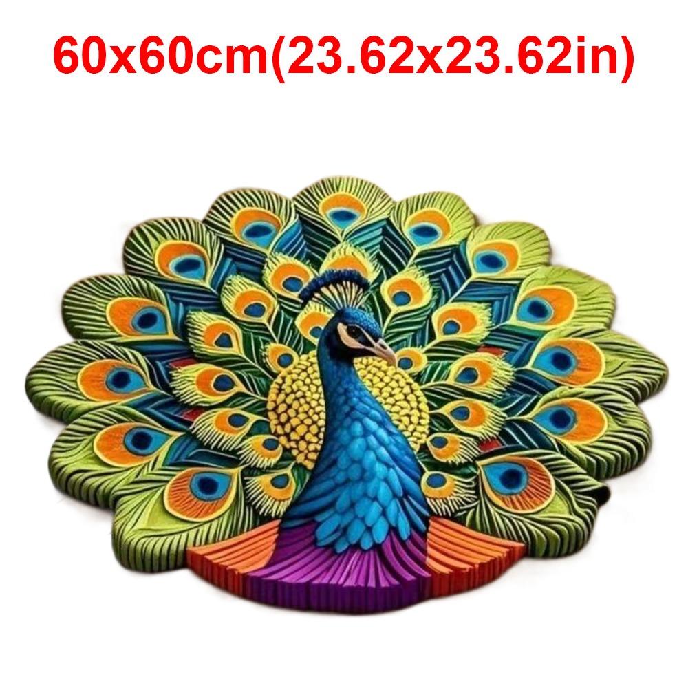 Soft Peacock Carpet Non-slip Bathroom Floor Mat Portable Blanket  for Living Room Tea Table Bedside
