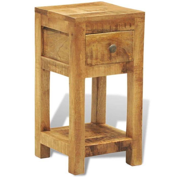 VidaXL Table de chevet avec 1 tiroir Bois massif de manguier