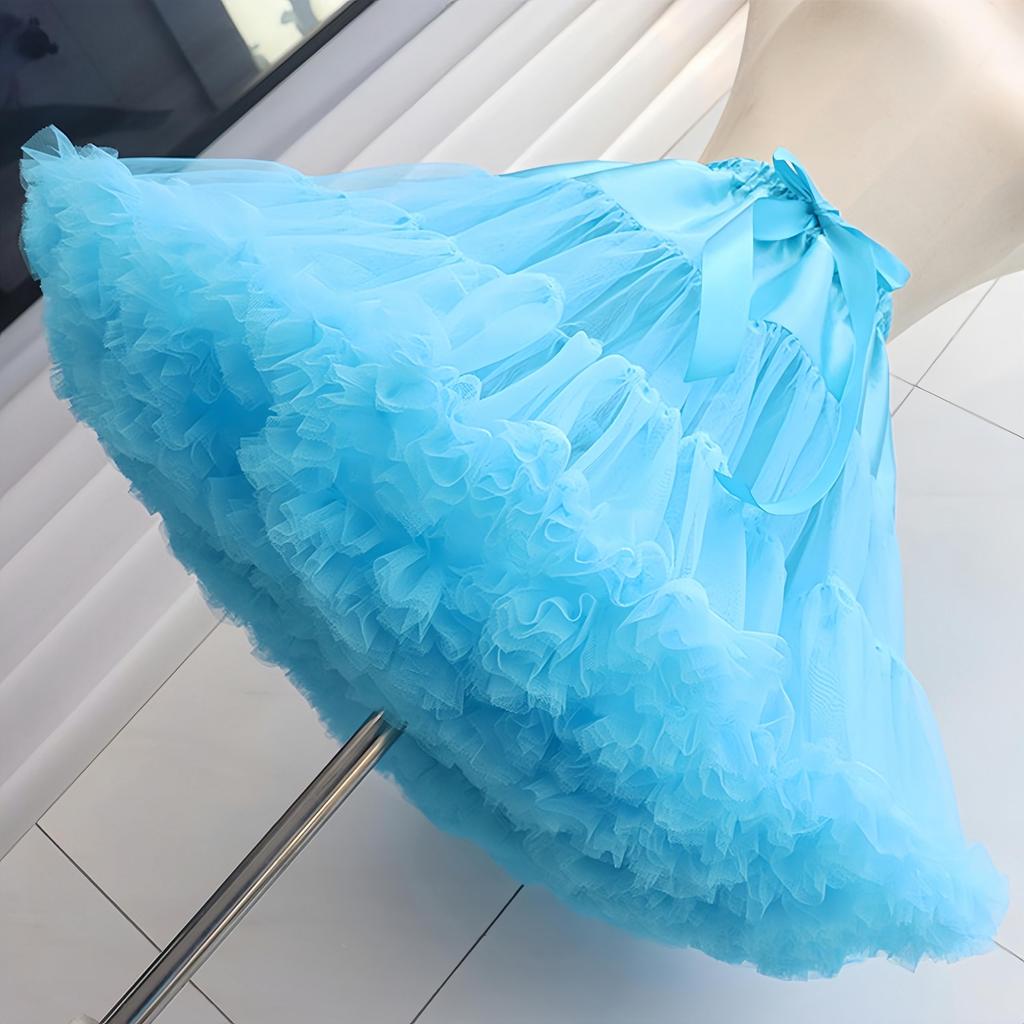 Pannier Tutu Skirt Volume Fluffy Petticoat Cosplay Adult Lolita Gothic Lolita Halloween Costume [kuroobaa] (Sky Blue)