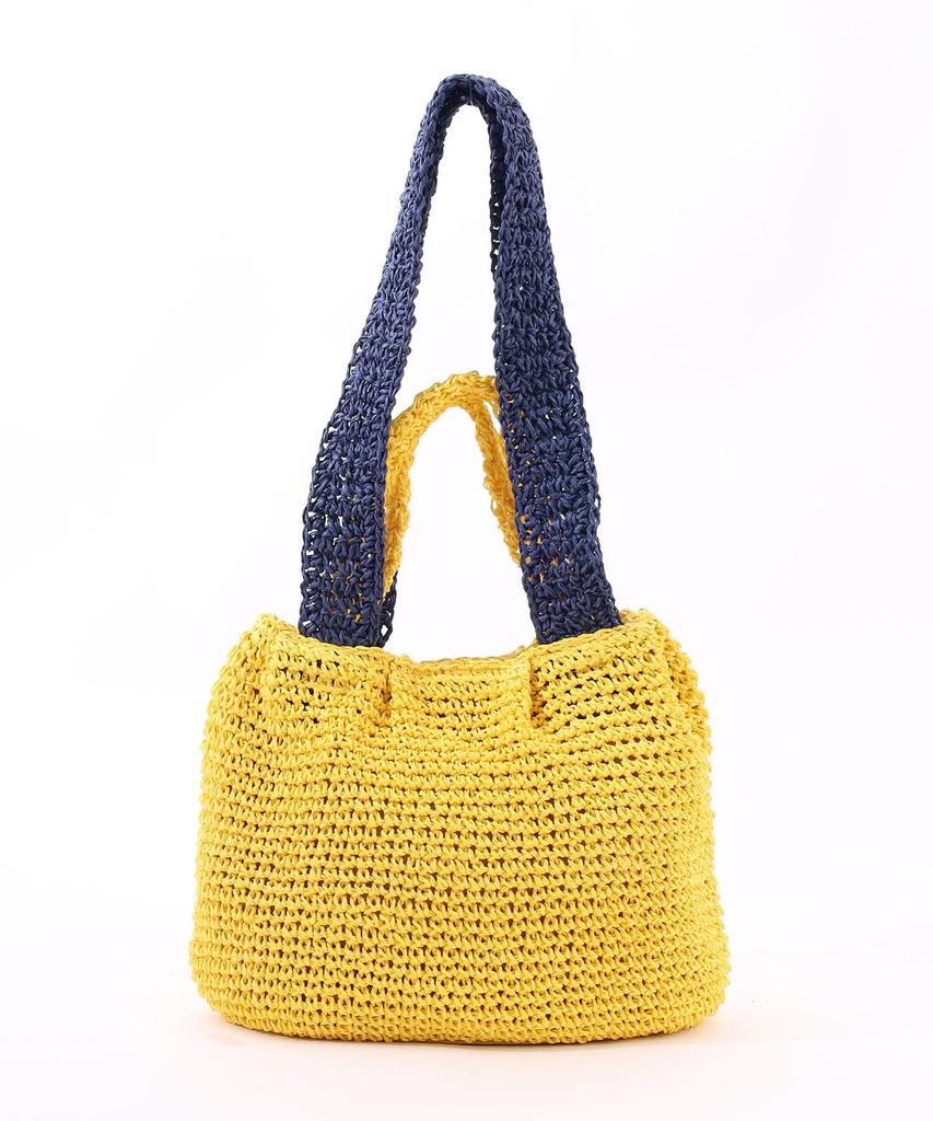 Cuco SMILEY 2-Handle Tucked Basket Shoulder Bag, Women's, Yellow (034)