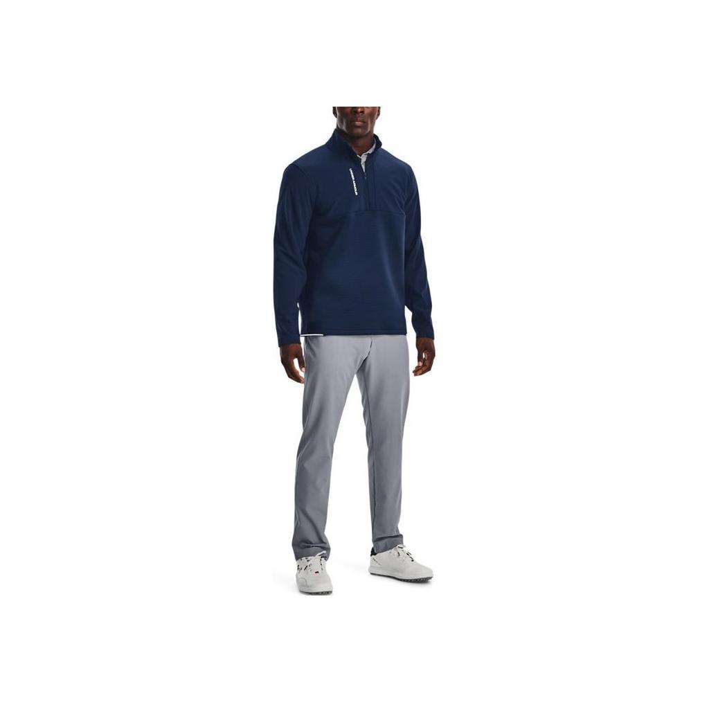 Under Armour Glow-In-The-Dark Letter Logo Print Half-Zip Pullover Sweatshirt Men Tops Dark-Blue 1373409-408