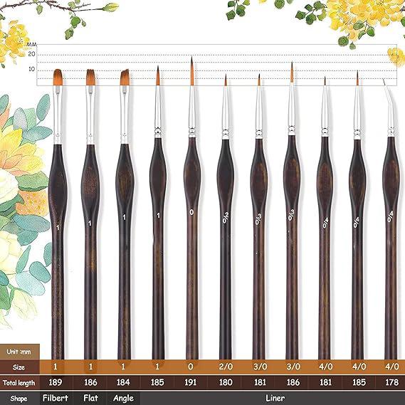 11-Piece Wooden Handle Hook Line & Detail Painting Pen Set