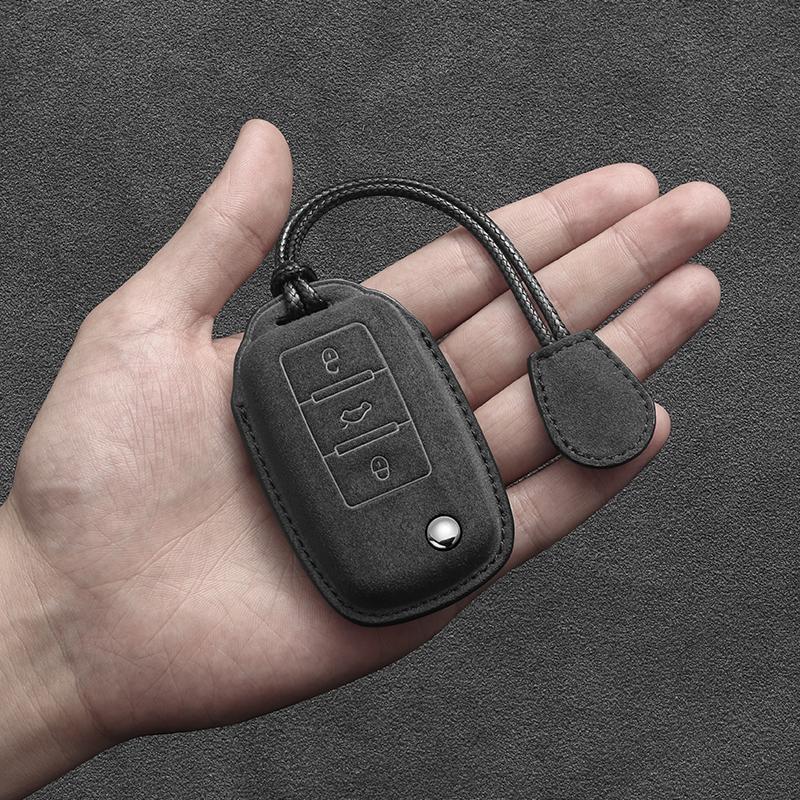Autoschlüsseletui aus Wildleder für Volkswagen VW Polo Golf Passat Tiguan Käfer Caddy T5 Up Eos Skoda Octavia Seat Leon Altea
