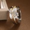 geometric double-color ring in copper material for ladies' jewelry. Suitable for formal events or daily wear.