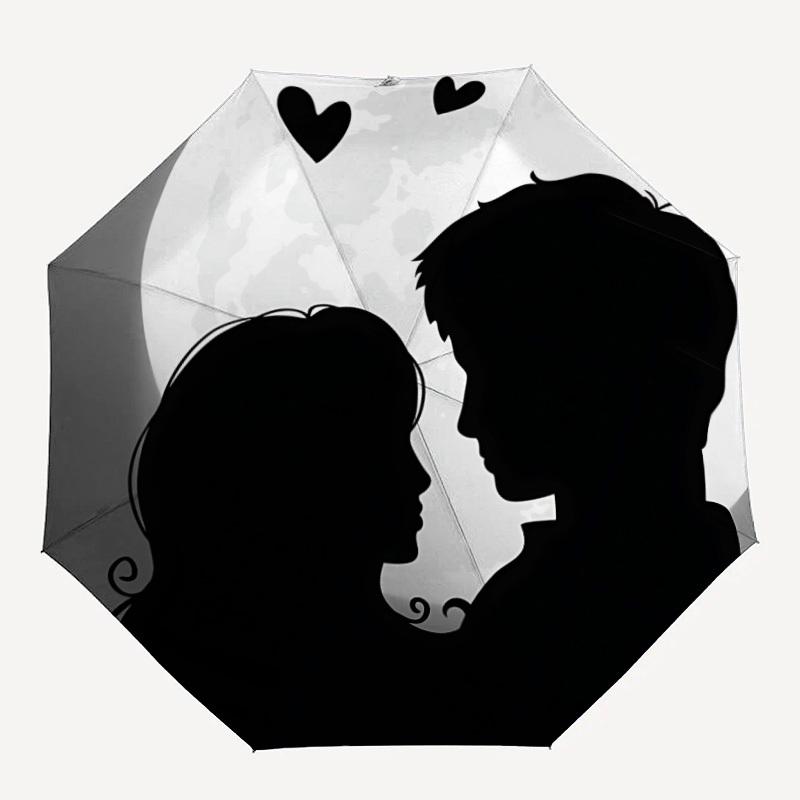 

1pc Moon Love Automatic Open/Close Umbrella Compact Folding Umbrella, All-Season Portable Umbrella for Women/Men F1124201