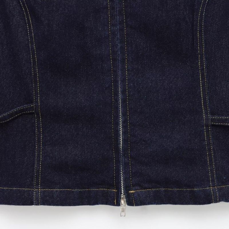 Kaslead New Arrival Women's Clothing Fashion Style Fashion Minimalist Silm Lapel Two-Way Denim Vest