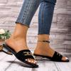 Summer women's fashionable square chain low heel slippers