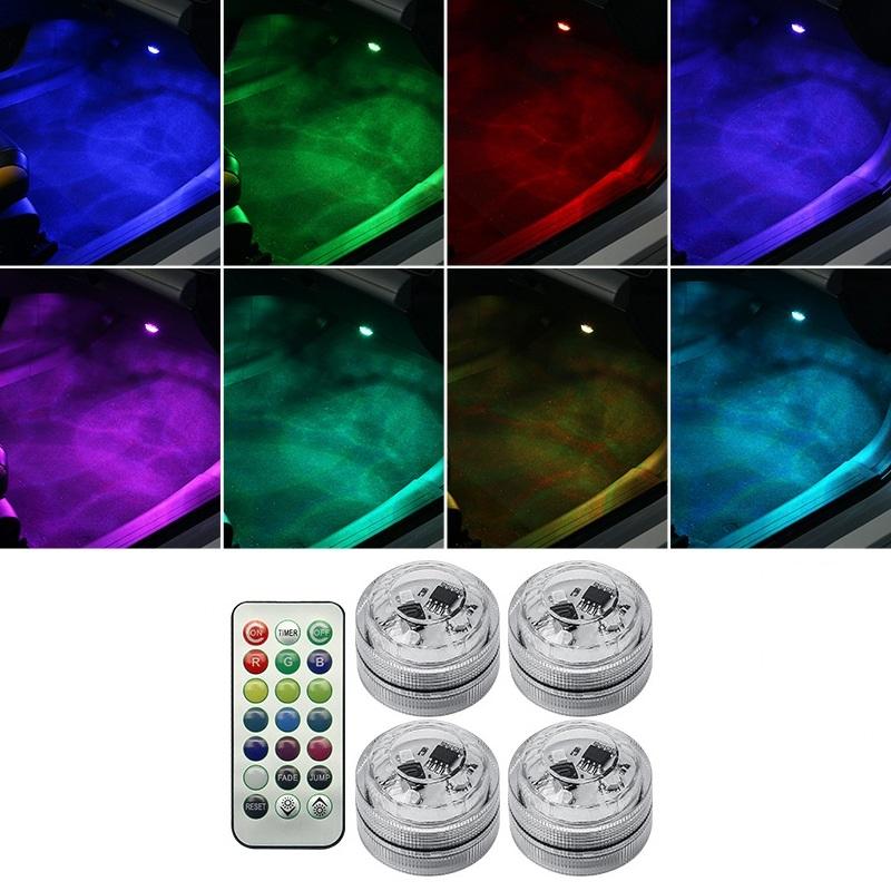 Automotive Roof Light Car Interior Ambient Light Remote Control Adhesive Wireless LED Lights Atmosphere Decoration Lamp