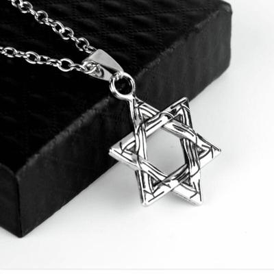 Six-pointed Star Pendant Stainless Steel Necklace Men's Retro Jewelry