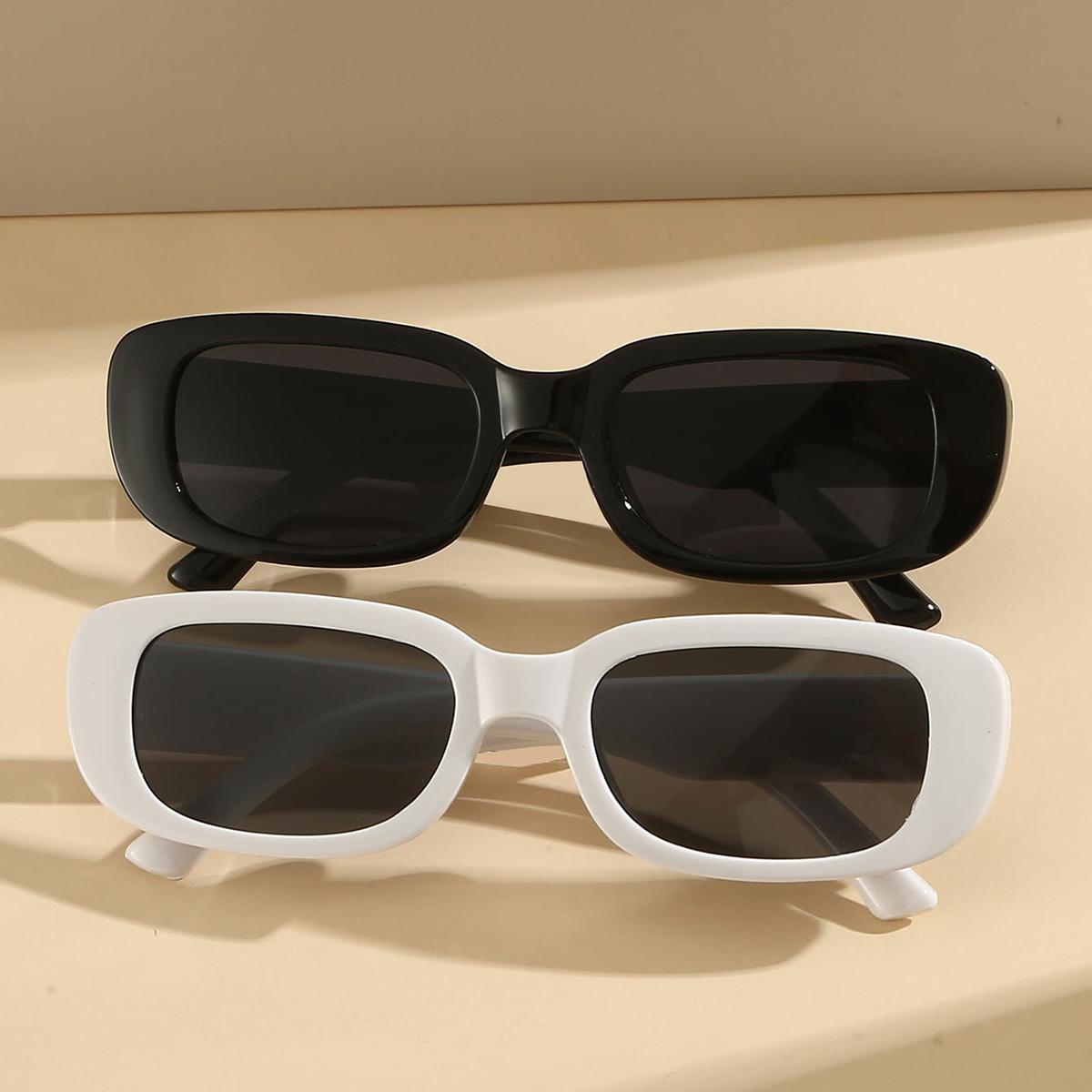 

3/pcs 2pcs/set Women s Black White Plastic Frame Square Beach shade Fashionable glasses
