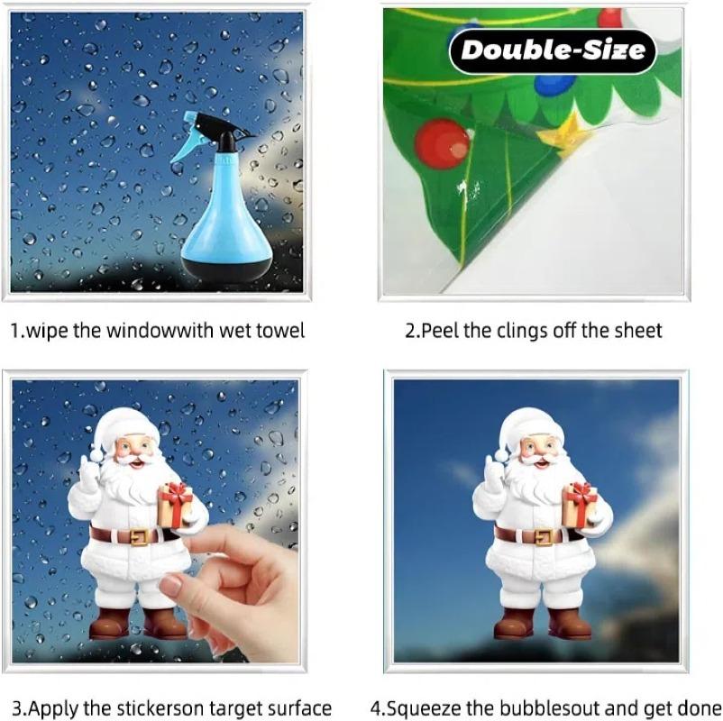 Self Adhesive PVC Christmas Window Sticker White Snowflake Holiday Decor for Home Office Shop Festive Seasonal Window Decoration