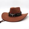 Bull Head Leather Top Hat, Ethnic Western Cowboy Hat, Retro Equestrian Hat For Men And Women