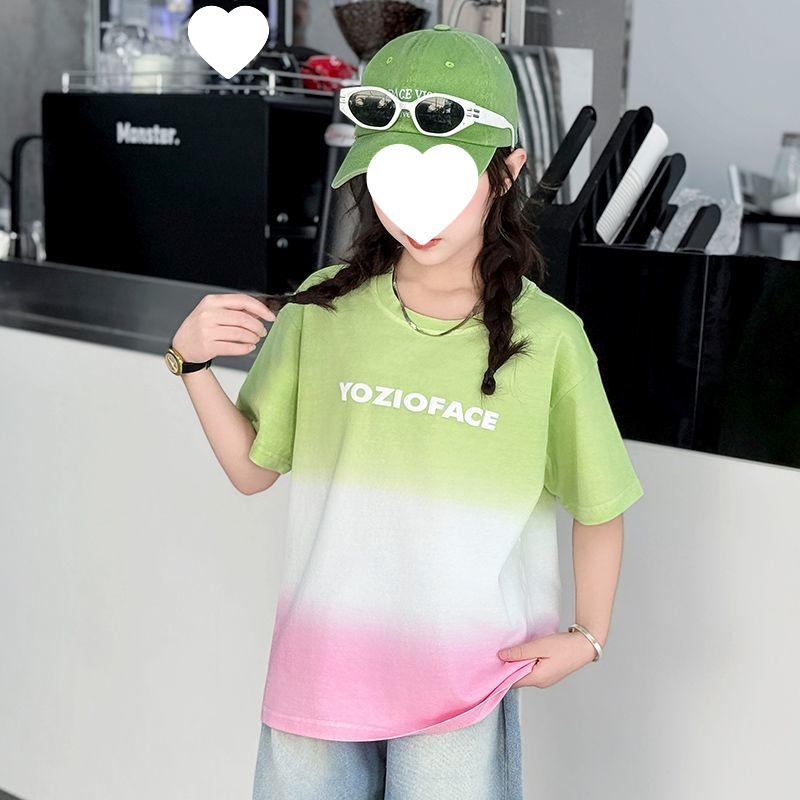 

2025 Tie-Dye Cotton Street Style T-Shirt for Girls 100cm-110cm