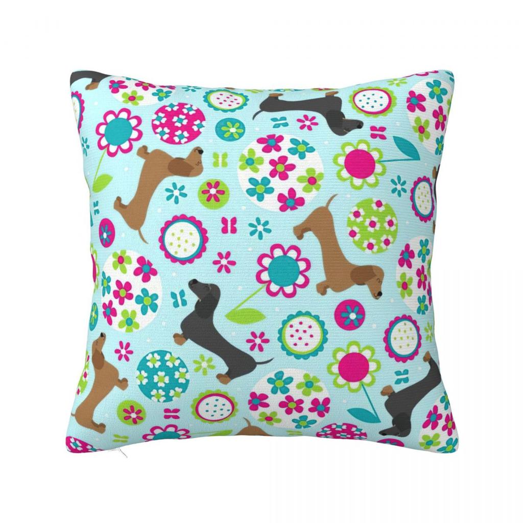 Cute Dachshunds Puppy Pillowcase Polyester Cushion Cover Gift Gift for Animal Dog Lover Throw Pillow Case Cover Seater