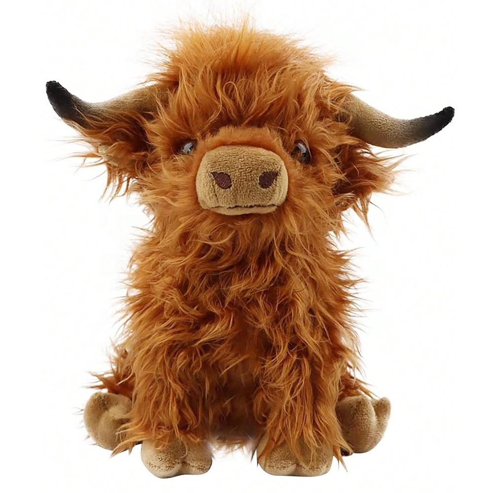 27 cm Mignon Vache des Highlands Peluches Animaux en Peluche Poupées Simulation Long Poils Vache Peluche Pour Enfants Cadeau d'Anniversaire Décoration de Maison 27cm brown