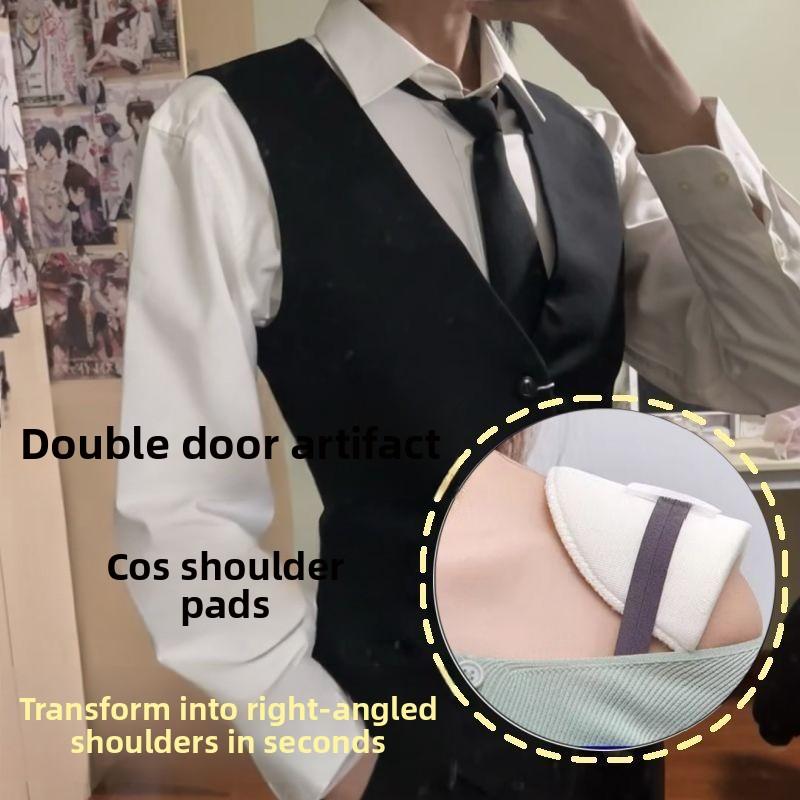 2 STuks Ademende Onzichtbare Klittenband Schouderkussentjes voor Mannen en Vrouwen, Afneembaar Sponsje, Brede Schouders Rechte Hoeken En Antislip Schouders