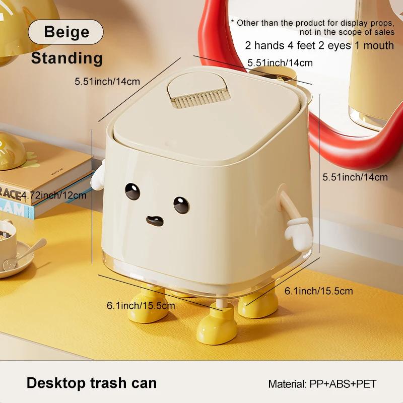 Desktop Trash Can Advanced Sense Pressing Spring Lid Paper Basket Large Capacity Waterproof with Lid Office Garbage Can