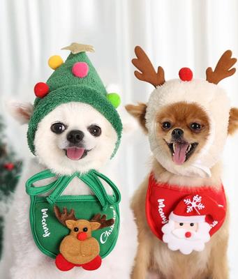 Cappello di Natale per Animali Domestici, Corna Carine, Asciugamano per la Saliva per Cane Gatto, Accessori per Vestire, Sciarpa, Abbigliamento Autunno e Inverno, Accessorio per Animali Domestici