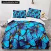Butterfly Duvet Cover King Queen Colorful Flying Animal Bedding Set for Teens Adults Beautiful Flowers Polyester Quilt Cover