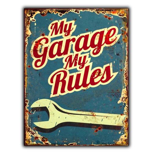 VINTAGE RETRO METAL WALL SIGN PLAQUE MAN CAVE GARAGE RULES SHED GIFT PRESENTAluminum 20x30cm(7.8x11.8inch)