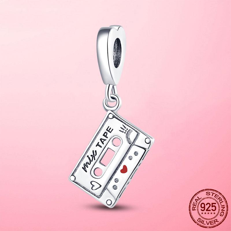 New Copper Vintage Cassette Dangle Charm Beads Fit Original Pandora Bracelet Necklace Copper Diy Jewelry