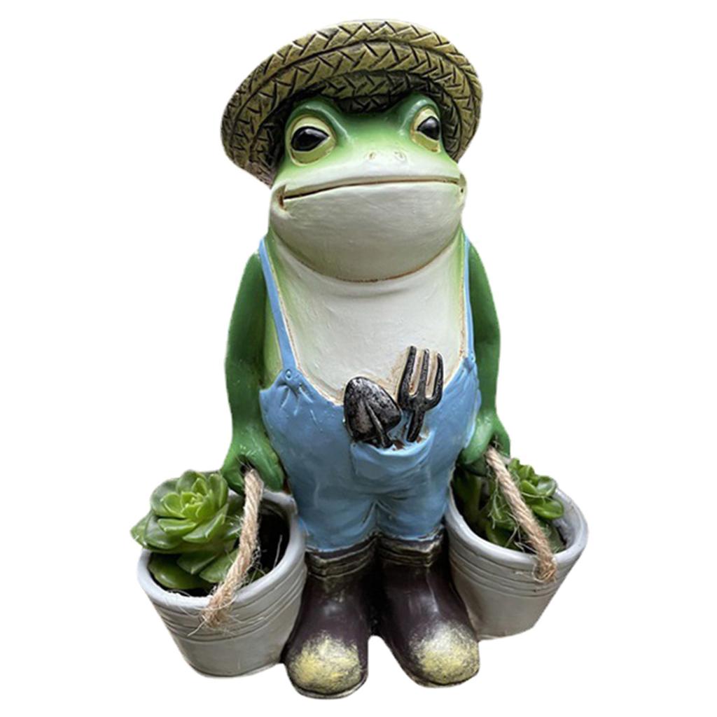Garden Farming Frog Ornament Outdoor Resin Fun Animal Figurine Sculptures Decoration Suitable For Patios Lawn Yard Decor