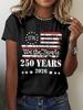 250 Years of Freedom 1776 Festival Womens Print TShirts Summer V Neck Tops Short Sleeve Casual Tees Us Flag