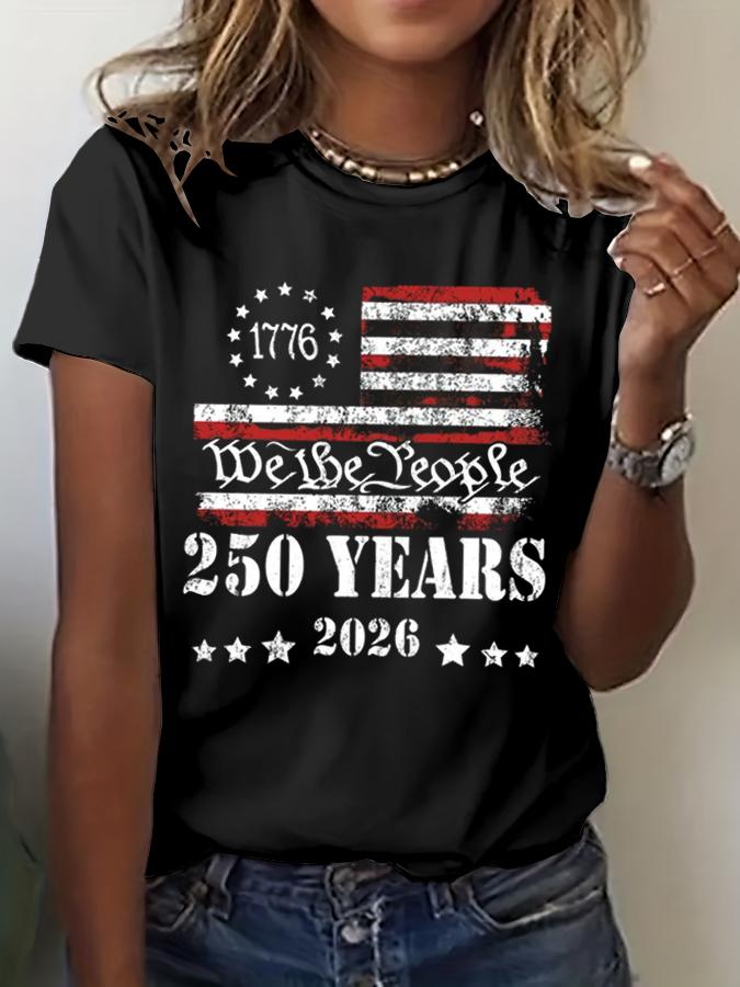 250 Years of Freedom 1776 Festival Womens Print TShirts Summer V Neck Tops Short Sleeve Casual Tees Us Flag