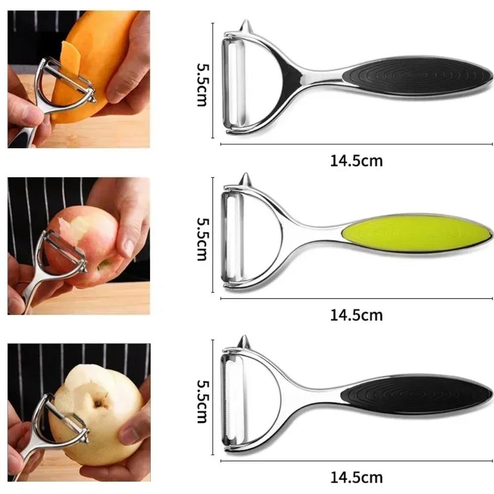 304 Stainless Steel Vegetable Peeler - Multi-Function Potato Carrot Grater Professional Kitchen Fruit Tool with Ergonomic Handle7