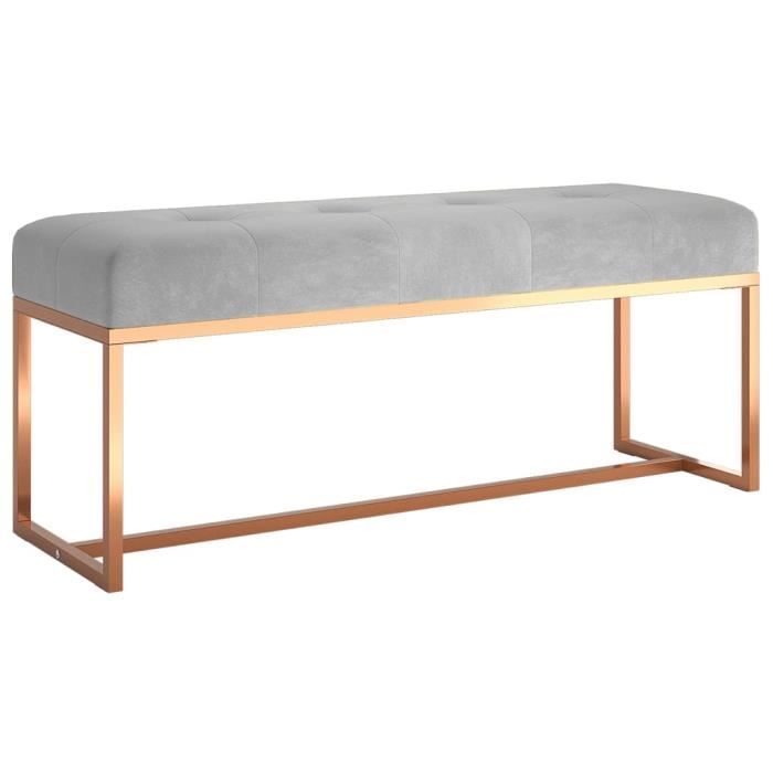 350603 vidaXL Bench Grey 110x36x45 Cm Velvet