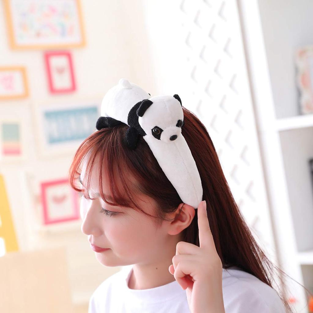 Edostree Animal Fluffy Headband, Hair Ornament, Costume Accessory, Unisex, One Size Fits All, DWFD-01 (Panda)