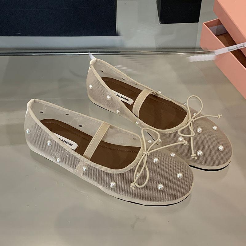 

Мода Мода Нить Бусины Мелкие Женские Мэри Джейн Балетки Обувь Женская Обувь с Бантом-Бабочкой Сетка Женские Балетки Танцевальная Обувь 35 бежевый