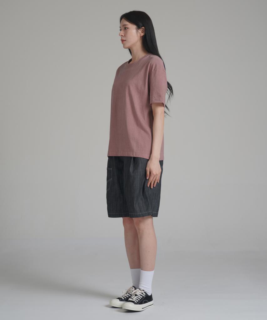 Noming Denim One-Pleat Pocket Wide Bermuda Shorts - Black