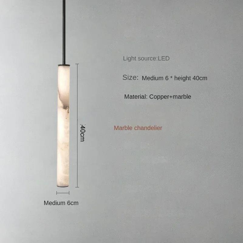 Light luxury marble pendant light, modern minimalist living room, dining room, bedroom, bedside lamp, duplex long pendant light