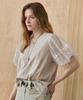 MAXZA Mesh Layered Balloon Sleeve Blouse T-Shirt