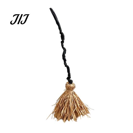 Broom Halloween Witch with Green LED Light, Glowing Cosplay Wizard Illuminated Performance Prop Broomstick, Costume for Themed Parties, Indoor Outdoor