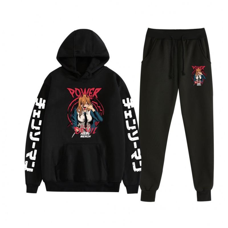 Chainsaw Man Couples Hoodie Sweatpants Set Long Sleeve Casual Outfit Men Women