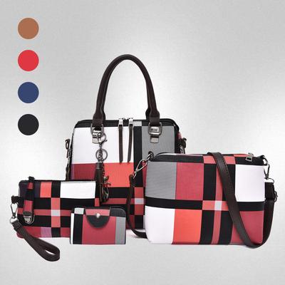 Nowa torebka damska retro torba listonoszka na podwójne ramię modna torebka na ramię matka i dziecko zestaw czteroczęściowy kontrastowa torebka