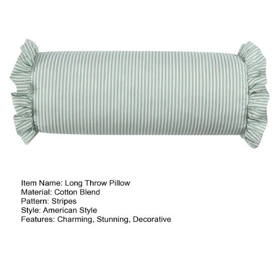 8" x 20" Striped Ruffle Bolster Decorative Pillow Long Cylinder Throw Pillow for Bed Couch Farmhouse Boho Home Decor