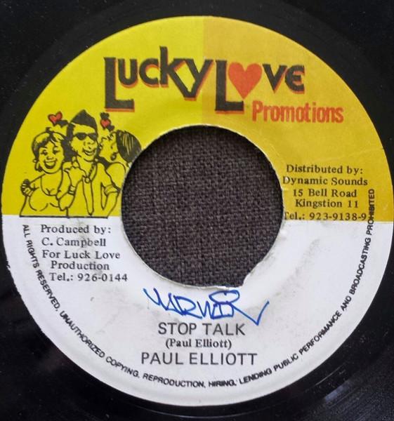 

7-дюймовая пластинка PAUL ELLIOT Stop Talk NONE Lucky Love Prom 1996 Ямайка Регги Ска Даб Б/у