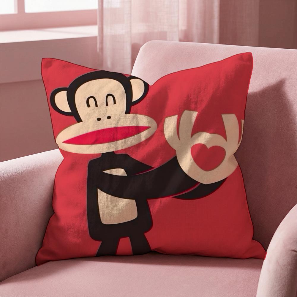 Cartoon P-Paul Frank Monkey Cushion Cover Multi-Scene Pillow Cover for Home & Car - Reversible, Soft & Durable for Daily Use