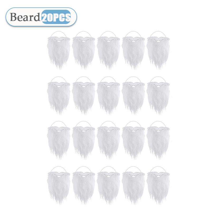 20PCS Funny Big Santa Beard Costume Fake White Beard Christmas Santa Claus Cosplay Accessories for Kids Adults Xmas Party Supply