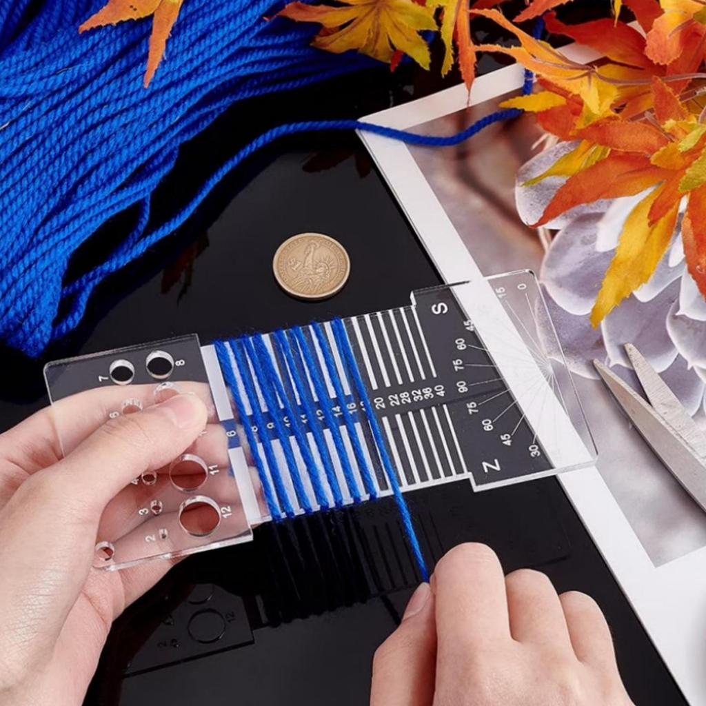 Crochet Gauge Tool 12 Holes Portable Acrylic Twist Angle Spinner Combination Ruler For Beginners Tailors Sewing Threading