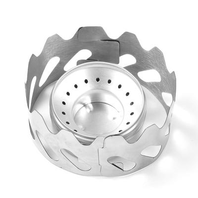 Mini Backpacking Stove 40ml Aluminum Alcohol Burner with Small Stainless Steel Windshield Portable