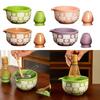 Checkered Sakura Pattern Matcha Whisk Stand Ceramic Green Tea Maker Cup  for Tea Set Accessories