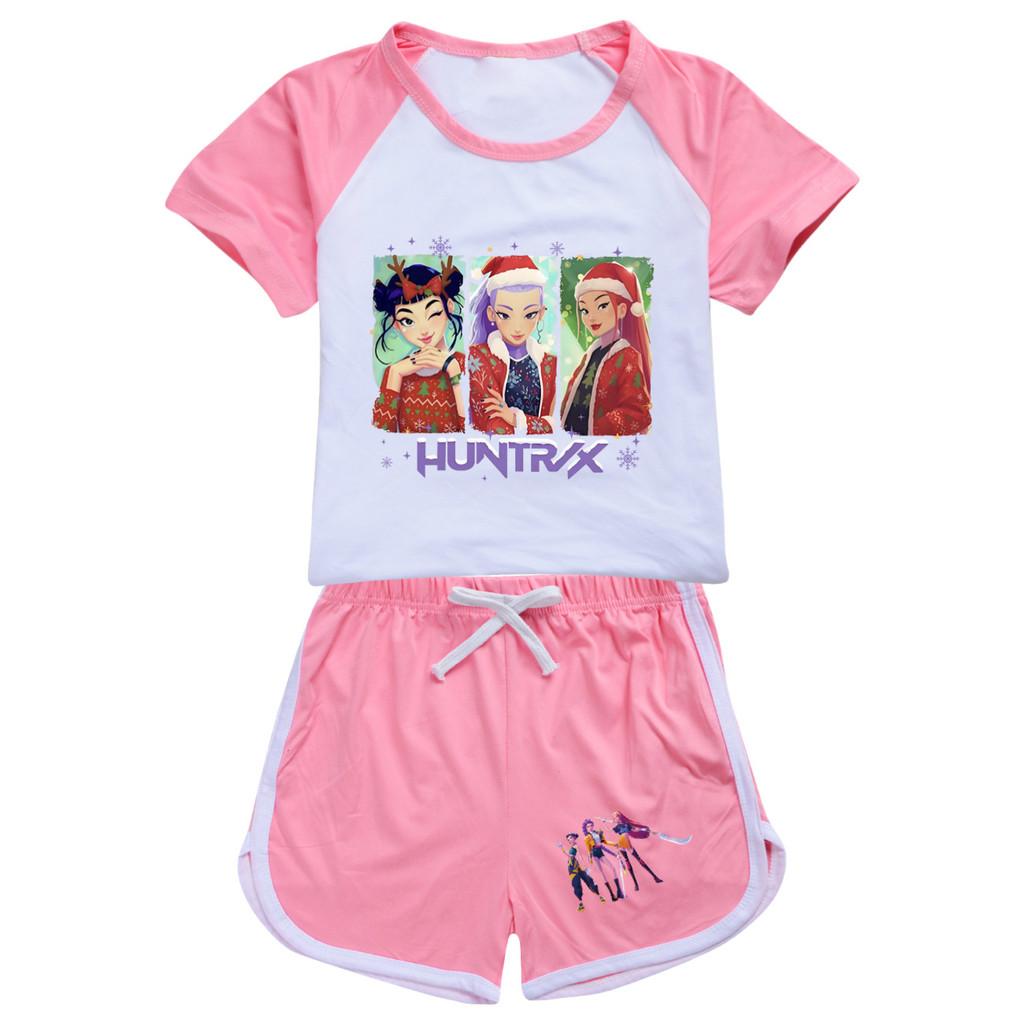 5093 Kids Girls Christmas POP Rumi Zoey Mira Print T-shirt Shorts Sport Tracksuit Clothes Set
