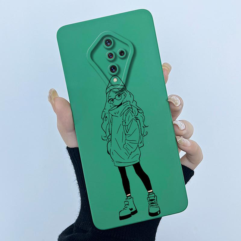 For Vivo S1 Pro Case 1920 PD1945F_EX Cover Lovely Cat Soft Liquid Silicone Matte Phone Case For Vivo X50 Lite V17 Russia Coque