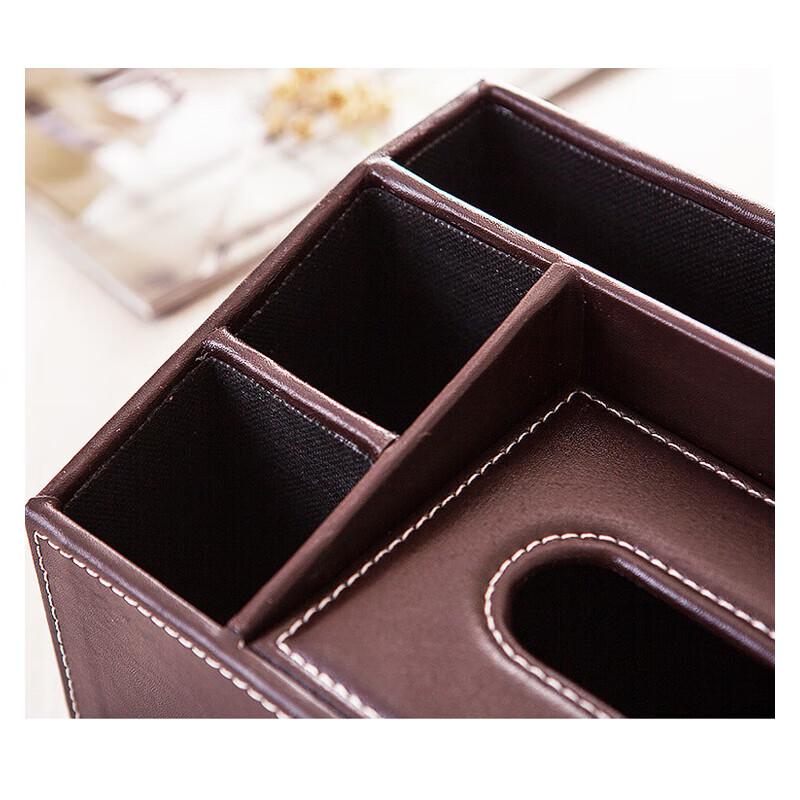 Hotel Multifunctional Leather Tissue & Remote Organizer