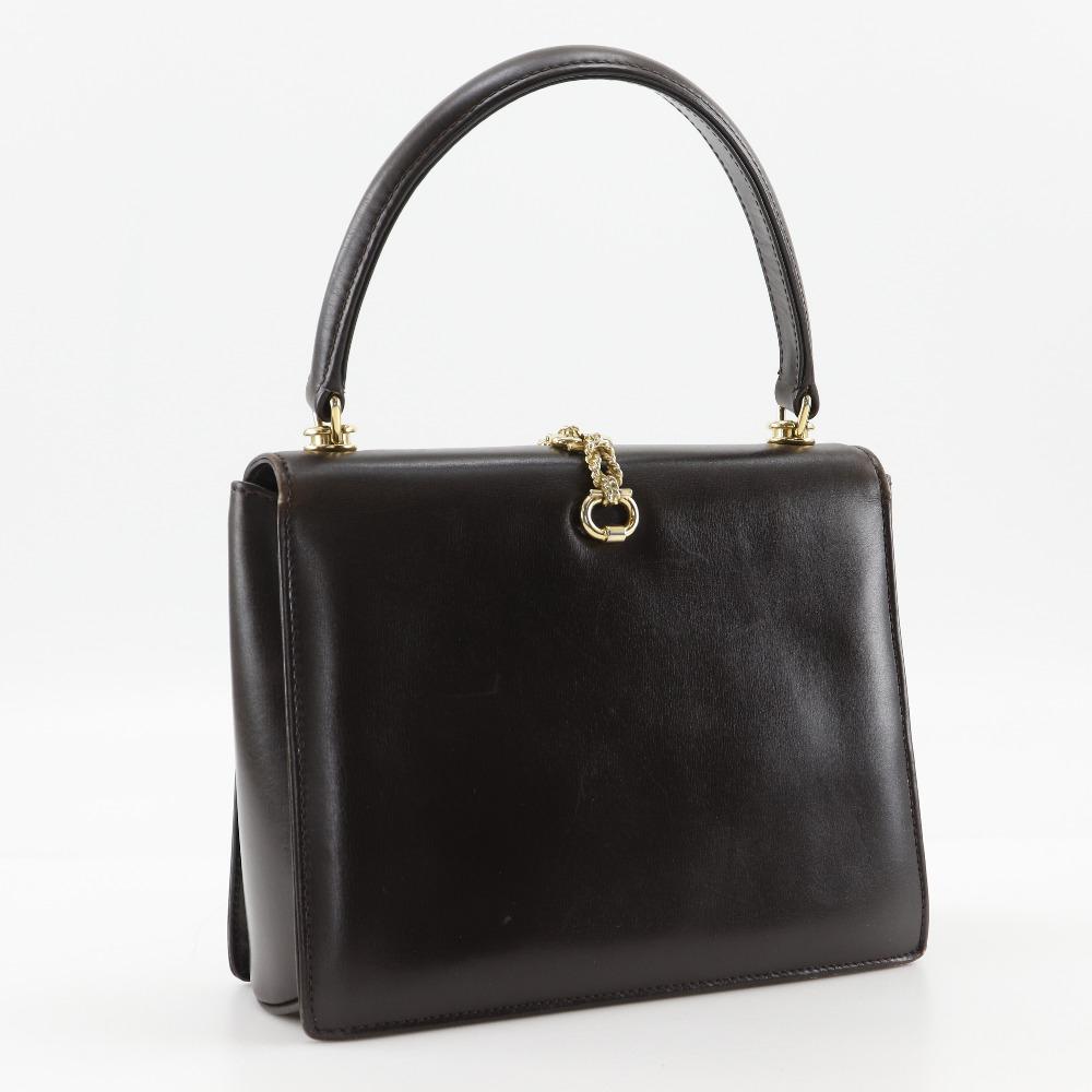 Gucci One Handle Handbag Old Gucci Brown Leather Women Used